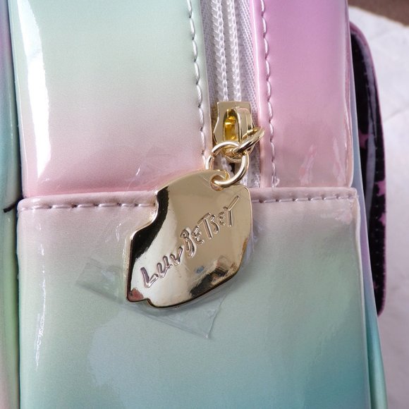 Luv Betsey Patent Logo Backpack with Front Pocket Pastel Multi-Color Rainbow main image 8